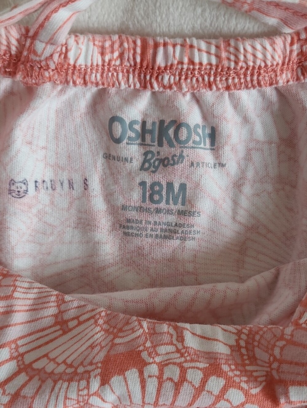 OshKosh B'gosh Pink and White Floral Tank Top with Cross-Back Straps - Picture 2 of 4